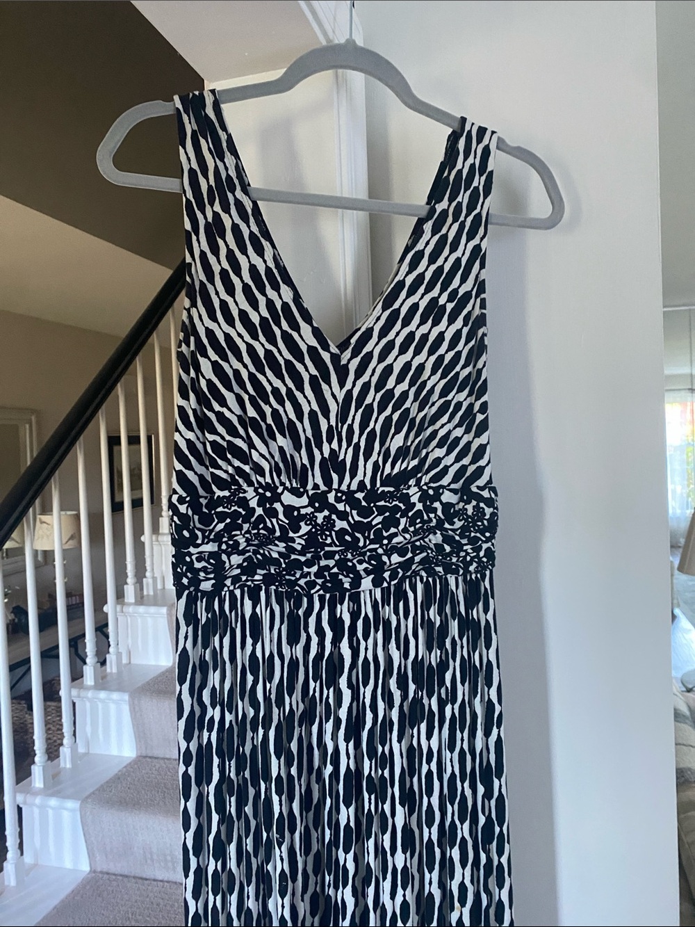 Plenty by Tracy Reese Black and White Patterned V-Neck Maxi Dress